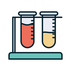 Science tubes line and fill style icon vector design