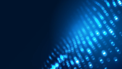 Obraz premium Dot white blue wave light screen gradient texture background. Abstract technology big data digital background. 3d rendering.