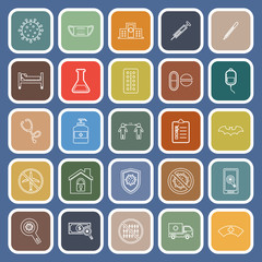 Fototapeta premium Coronavirus line flat icons on blue background