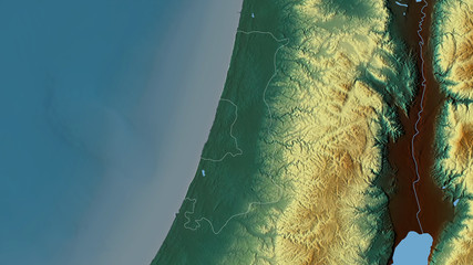 HaMerkaz, Israel - outlined. Relief © Yarr65