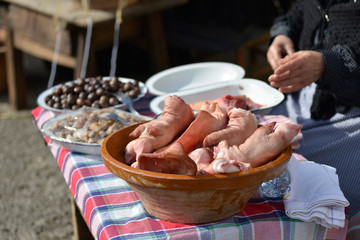 pigs trotters and trotters prepared for cooking