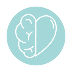 Human brain and heart block style icon vector design