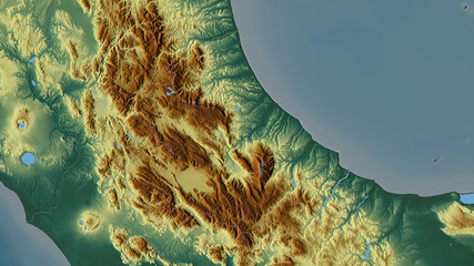 Abruzzo, Italy - outlined. Relief