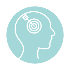 target inside human head block style icon vector design