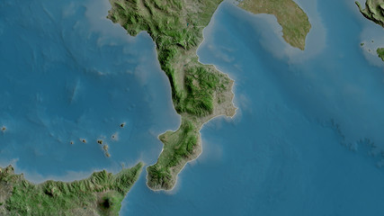 Calabria, Italy - outlined. Satellite