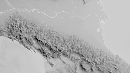 Emilia-Romagna, Italy - outlined. Grayscale