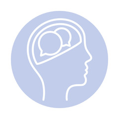 bubbles inside human head block style icon vector design