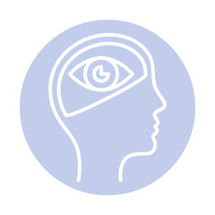 eye inside human head block style icon vector design