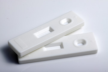 Close up shot of white rapid test cassette that used for medical screening purpose 