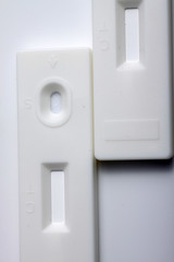 Close up shot of white rapid test cassette that used for medical screening purpose 