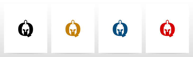 Spartan Helmet On Letter Logo Design Q