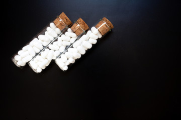 Jordan almonds in glass tube, wedding decoration