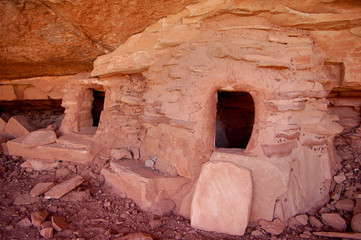 Ancient Anasazi ruins in canyon country in the Bears Ears wilderness of Southern Utah.