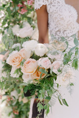 A close up of a bridal bouquest
