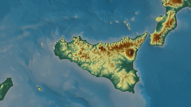 Sicily, Italy - outlined. Relief