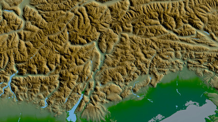 Trentino-Alto Adige, Italy - outlined. Physical