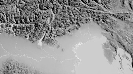 Veneto, Italy - outlined. Grayscale