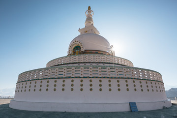 The Shanti Stupa, a Buddhist chorten, which holds relics of the Buddha.