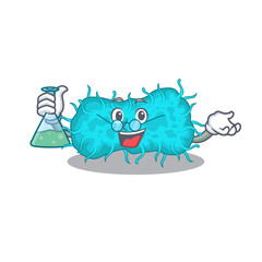 bacteria prokaryote smart Professor Cartoon design style working with glass tube