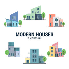 Fototapeta premium Collection of Modern houses in flat design