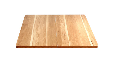 Brown empty wooden table top isolated on white background