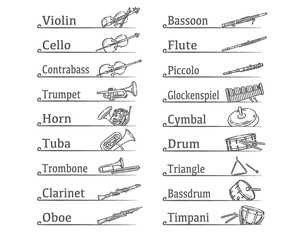 オーケストラの楽器を使ったラベル、バナー素材 © 夏妃 吉野