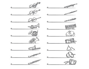 オーケストラの楽器を使ったラベル、バナー素材 © 夏妃 吉野