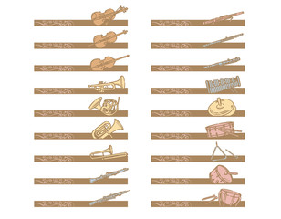 オーケストラの楽器を使ったラベル、バナー素材 © 夏妃 吉野