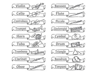 オーケストラの楽器を使ったラベル、バナー素材 © 夏妃 吉野