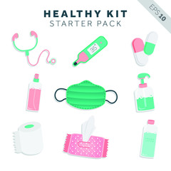 Healthy Kit Starter Pack Illustration, Vector