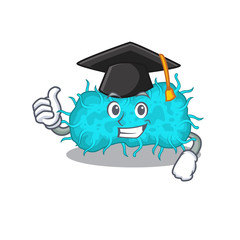 Happy face of bacteria prokaryote in black graduation hat for the ceremony