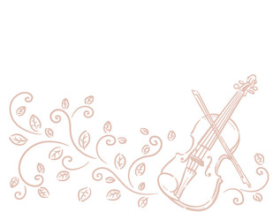 ヴァイオリンのイラストを使ったカフェ風の背景素材 © 夏妃 吉野