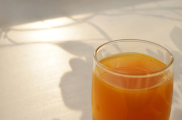 glass glass with buckthorn juice close-up