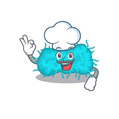 bacteria prokaryote chef cartoon design style wearing white hat