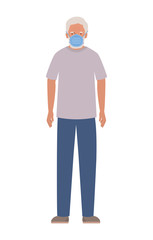 Elder man with mask against Covid 19 vector design