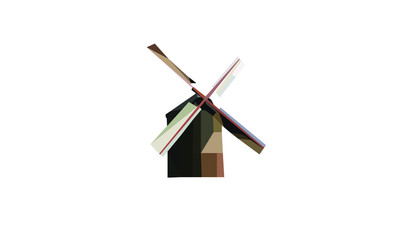 windmill polygonal vector illustration. Low poly concept.
