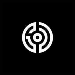 GU monogram logo with abstract circle style and dot in the middle