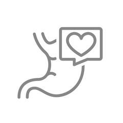 Stomach with heart in speech bubble line icon. Healthy gastrointestinal tract symbol
