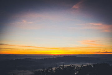 sky shading in the morning from orange to blue