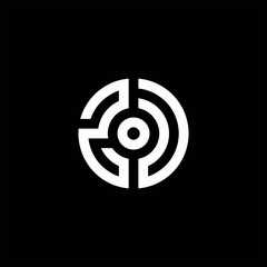 ZU monogram logo with abstract circle style and dot in the middle