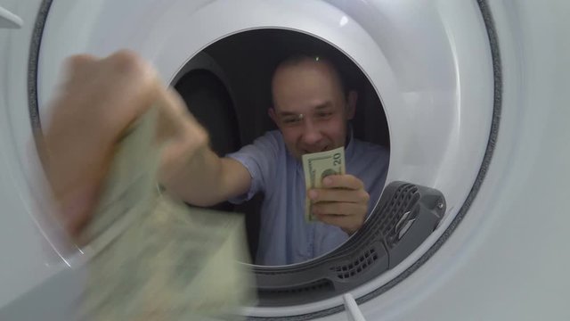 Rich and Greedy Businessman Counting Money Dollars 4K
