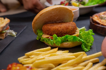 Burger with French Fries