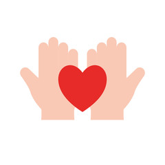 Hands with heart flat style icon vector design