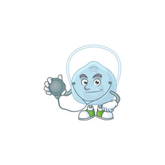 A dedicated Doctor breathing mask Cartoon character with stethoscope