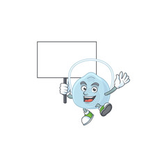 Sweet breathing mask cartoon character rise up a board