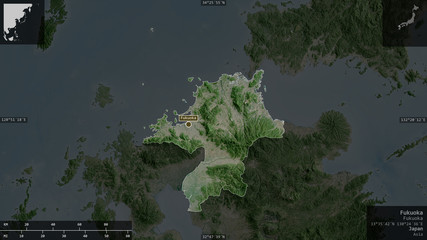 Fukuoka, Japan - composition. Satellite