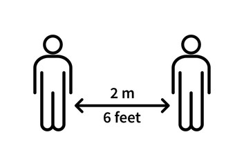 Social distancing icon. Keep the 2 meter distance. Avoid crowds. Coronovirus epidemic protective. Vector illustration