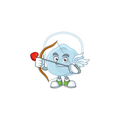 Charming picture of breathing mask Cupid mascot design concept with arrow and wings