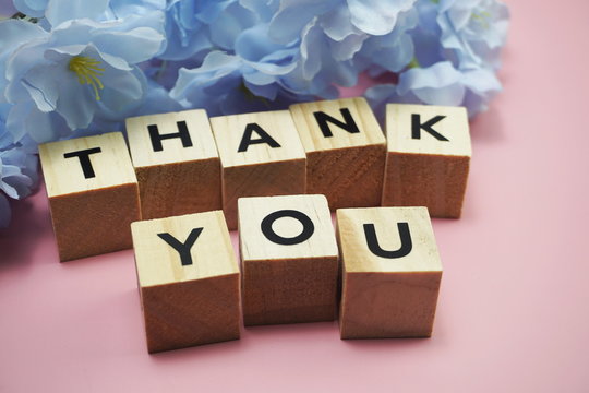 Thank You alphabet letters  with space copy on pink background