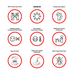 Basic protective measures against the new coronavirus COVID-19 - infographic. Icons